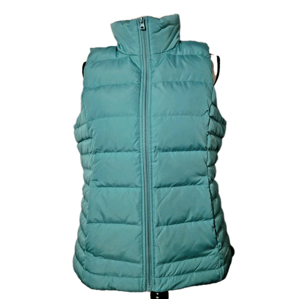 LANDS' END Womens M 10-12 600 Fill PREMIUM DOWN PUFFER VEST Light Teal NWT